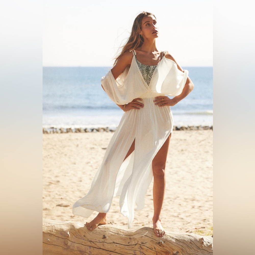 California Coastline White Maxi Swim Cover Up